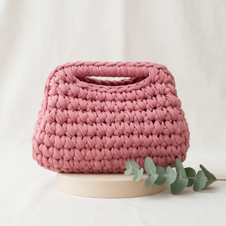 Sac à main au crochet rose