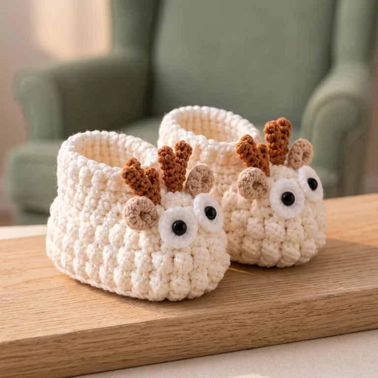 chaussons renne bébé au crochet