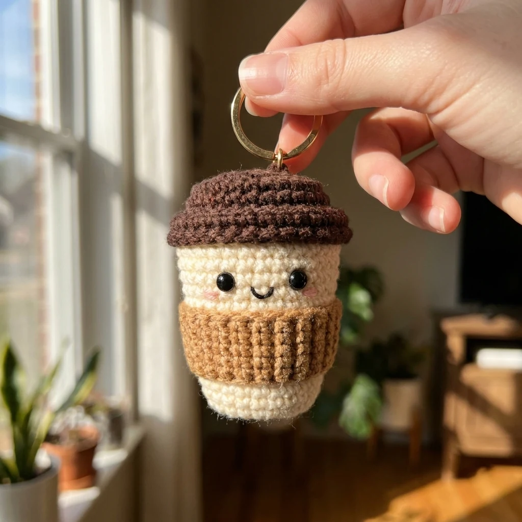 Détail du manchon et du couvercle du porte-clés tasse au crochet