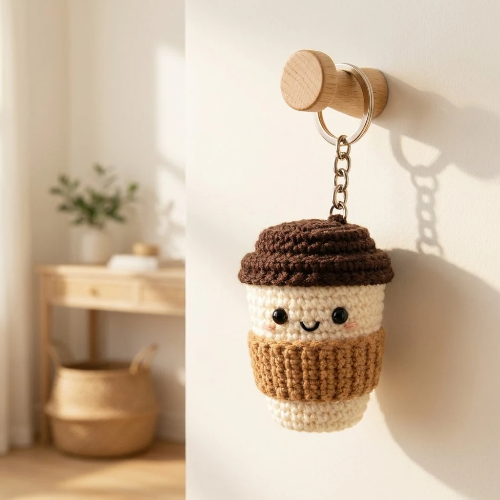 porte-clés tasse au crochet présenté en vue principale