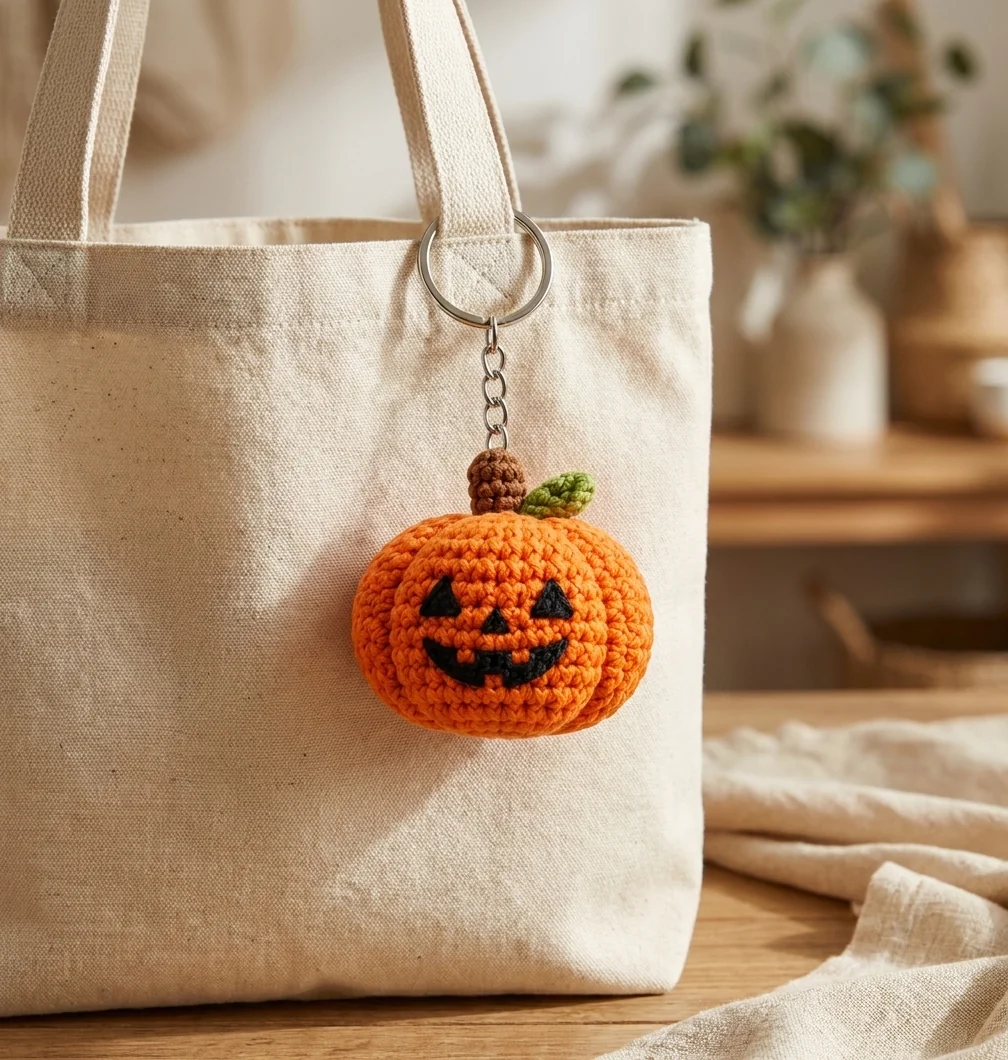 Halloween porte clés citrouille crochet