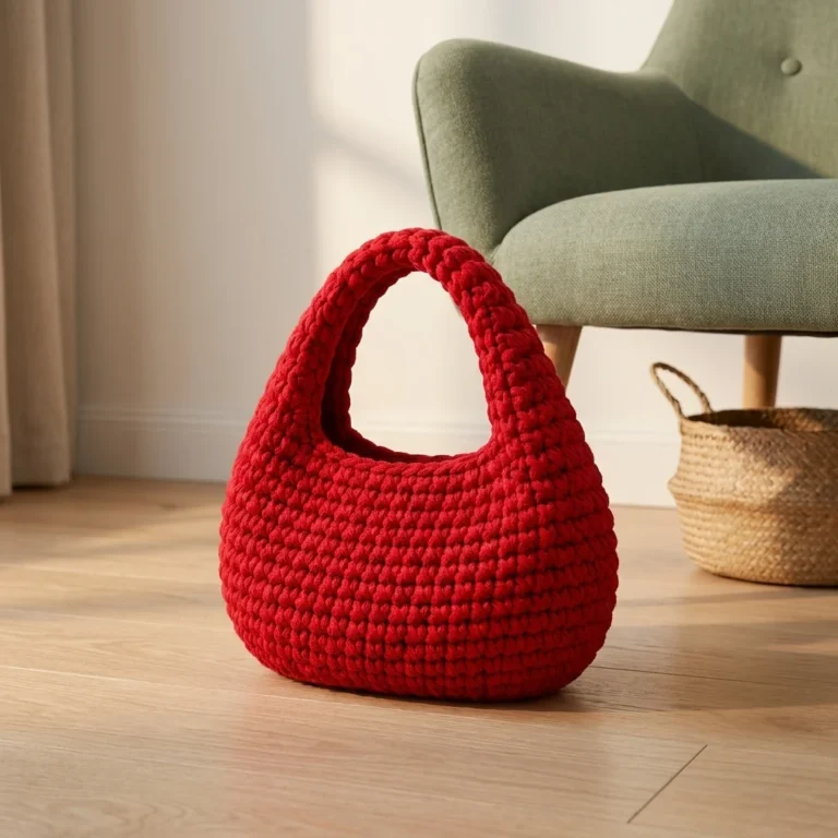 sac à main au crochet rouge
