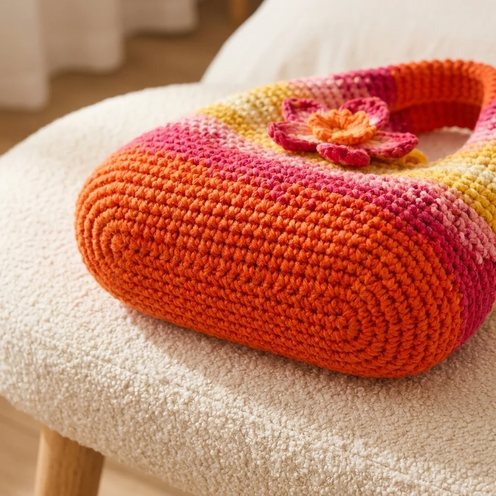 Sac rouge au crochet dans une scène lifestyle féminine et élégante