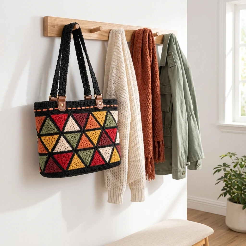 Présentation détaillée du patron du sac à triangles colorés