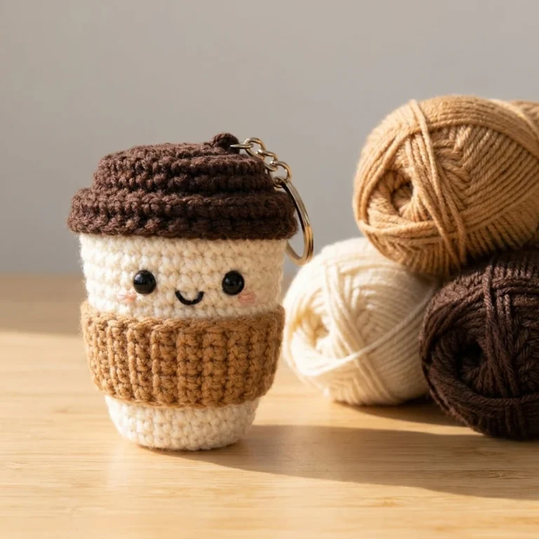 comment faire un porte-clés café au crochet