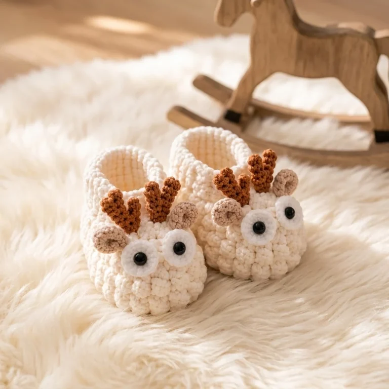 chaussons renne bébé au crochet
