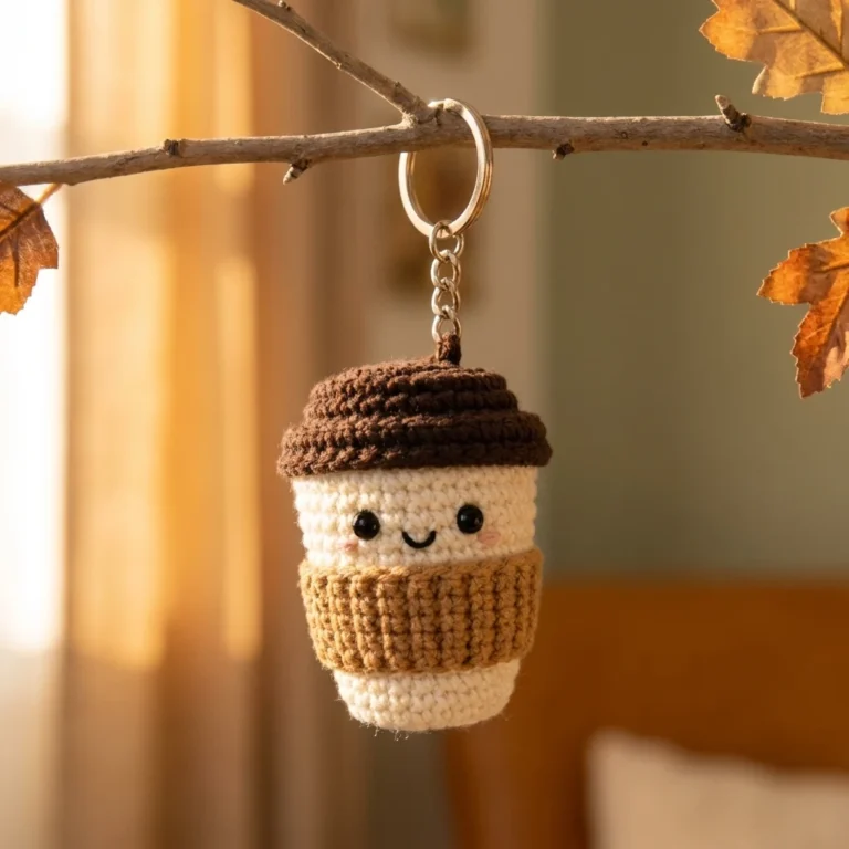 comment faire un porte-clés café au crochet