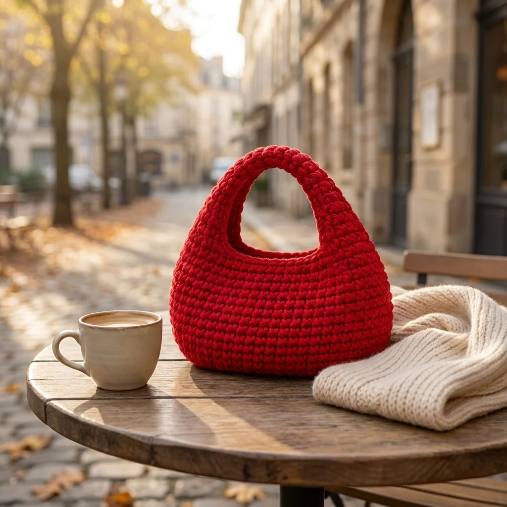 sac à main au crochet rouge