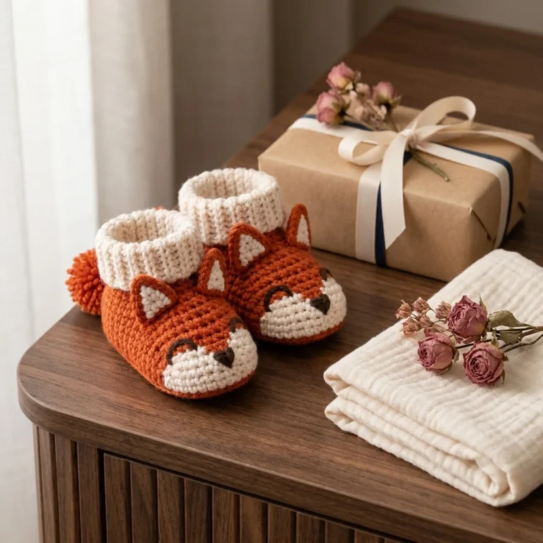 chaussons renard bébé au crochet