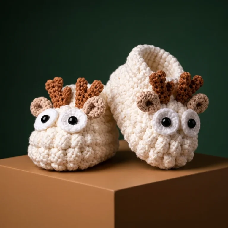 chaussons renne bébé au crochet