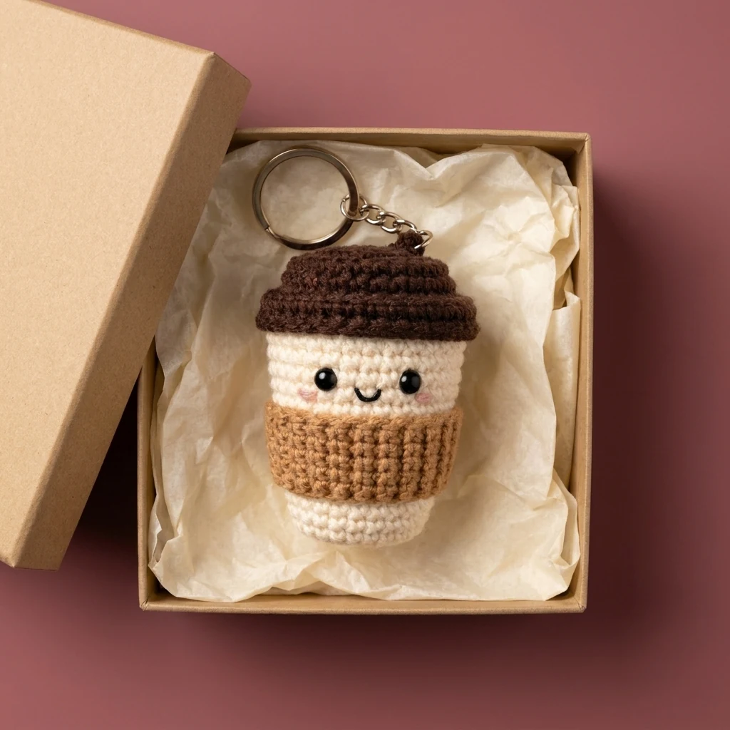 cadeau café au crochet présenté en vue principale