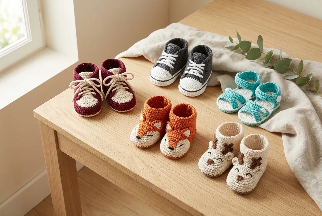 baskets bébé au crochet