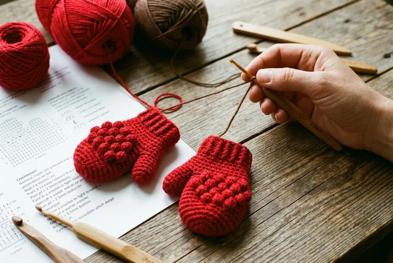 Étape réaliste de réalisation du amigurumi de Noël au crochet
